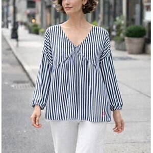 U.S. Polo Assn. Women's Striped Poetic Blouse Coastal Stripes Sz. XL